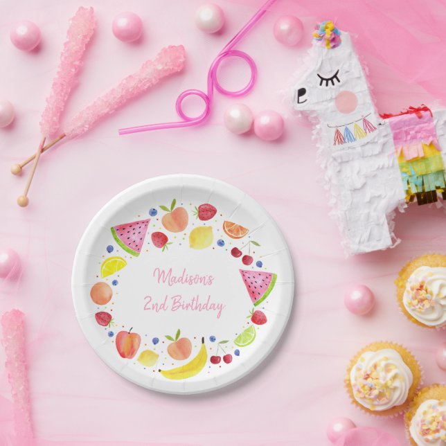 Two-tti Frutti Fruit Second Birthday  Paper Plate (Party)