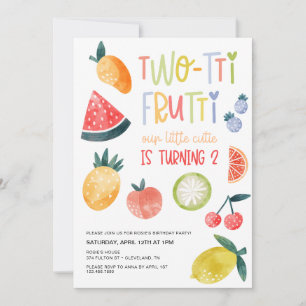 Two-tti Frutti Fruit Second Birthday Party Invitation