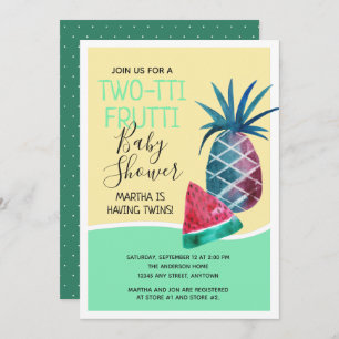 Two-tti Frutti Gender Neutral Twins Baby Shower Invitation