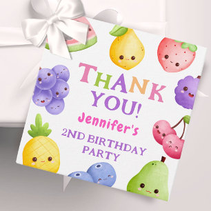 Two-tti Frutti! Girl Pink Cutie Fruit 2nd Birthday Favour Tags
