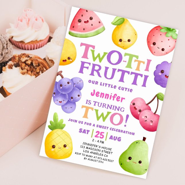 Two-tti Frutti! Little Cutie Fruit 2nd Birthday Invitation (Creator Uploaded)