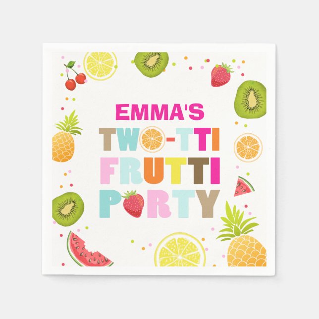Two-tti frutti Paper Napkin Fruit Birthday Fruity (Front)