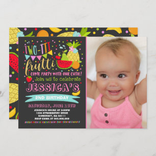 Two-tti Frutti Party Invitation 2nd Birthday Party