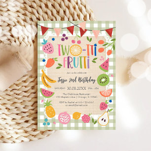 Two-tti Frutti Twotti Fruit Tropical 2nd Birthday  Invitation