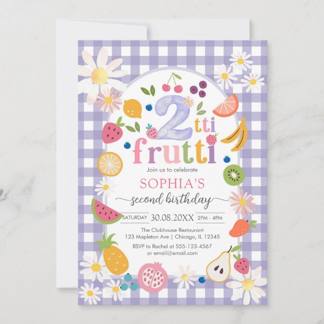 Two-tti Frutti Twotti Fruit Tropical 2nd Birthday  Invitation (Front)