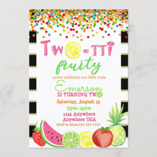 two-tto frutti 2nd Birthday Tutti Frutti watercolo Invitation
