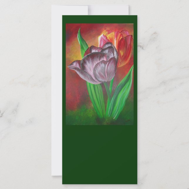 Two Tulips Against Red Background (Front)