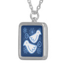 Two Turtle Doves and Snowflakes Necklace