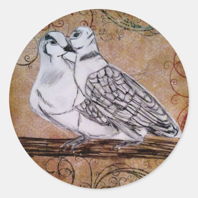 Two Turtle Doves Classic Round Sticker (Front)