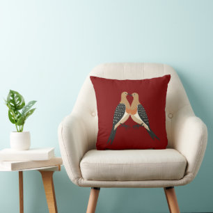 Two Turtle Doves Cut-Out Stencil Retro Style 5 Cushion