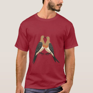 Two Turtle Doves Cut-Out Stencil Retro Style 5 T-Shirt
