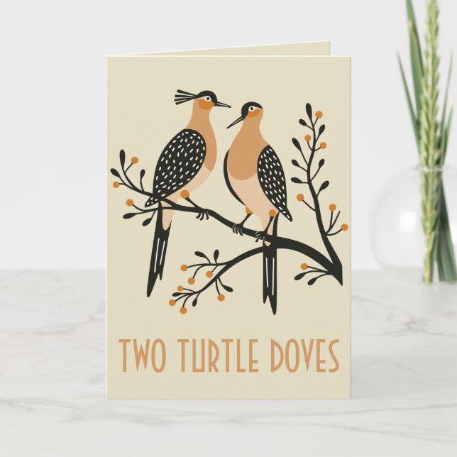 Two Turtle Doves Cut-Out Stencil Retro Style 7 Card (Front)