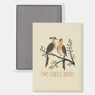 Two Turtle Doves Cut-Out Stencil Retro Style 7 Magnet
