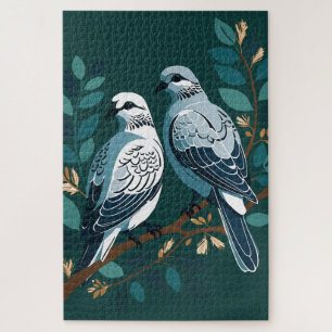 Two Turtle Doves Cut-Out Stencil-Style 2 Jigsaw Puzzle
