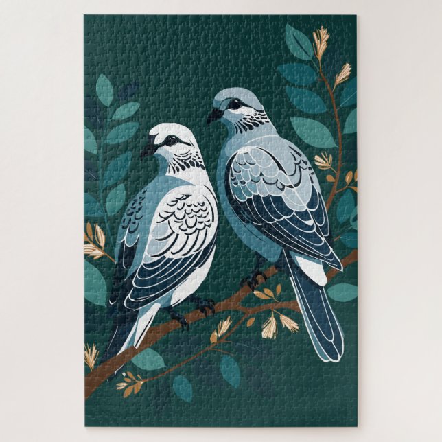 Two Turtle Doves Cut-Out Stencil-Style 2 Jigsaw Puzzle (Vertical)