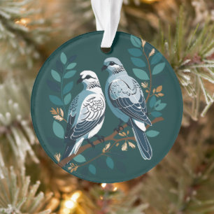 Two Turtle Doves Cut-Out Stencil-Style 2 Ornament