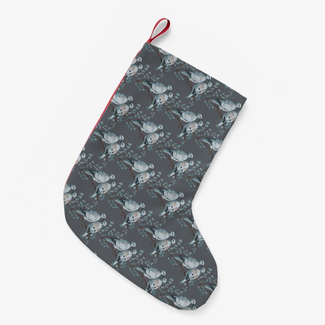 Two Turtle Doves Cut-Out Stencil-Style Small Christmas Stocking (Front (Hanging))