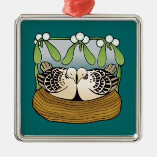 Two turtle doves metal tree decoration