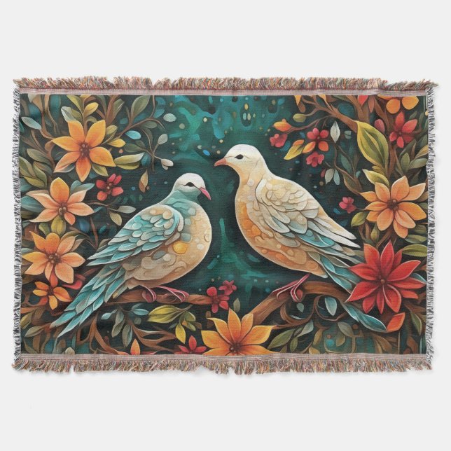 Two Turtle Doves Throw Blanket (Front)