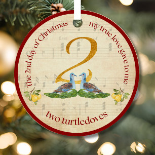 Two Turtledoves 2nd day of Christmas Metal Tree Decoration