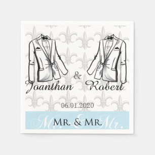 Two Tuxedo Groom Gay Wedding Napkin