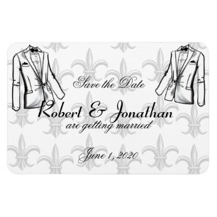 Two Tuxedo Groom Gay Wedding Save the Date Magnet