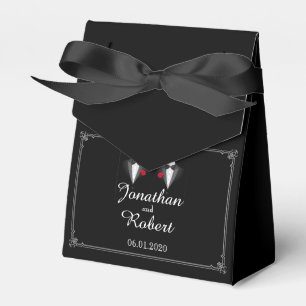 Two Tuxedos with Red Rose Gay Wedding Favour Box