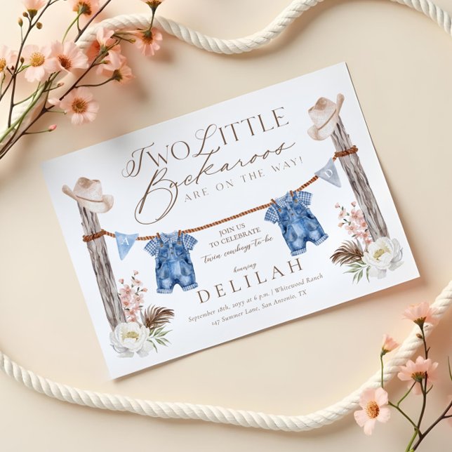 Two Twin Buckaroos Are on The Way Baby Shower Invitation (Two Twin Buckaroos Are on The Way Baby Shower Invitation)