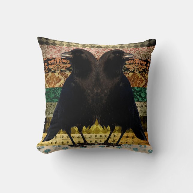Two Twin Crows Throw Pillow (Front)