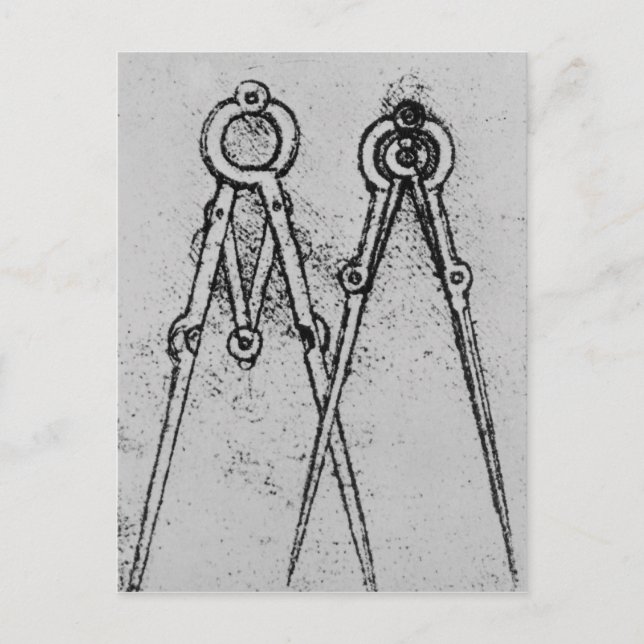 Two types of adjustable-opening compass postcard (Front)