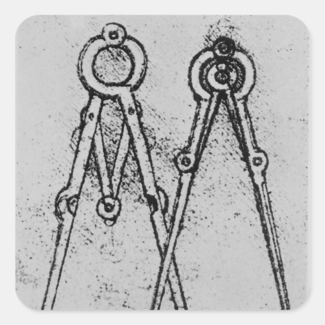 Two types of adjustable-opening compass square sticker (Front)