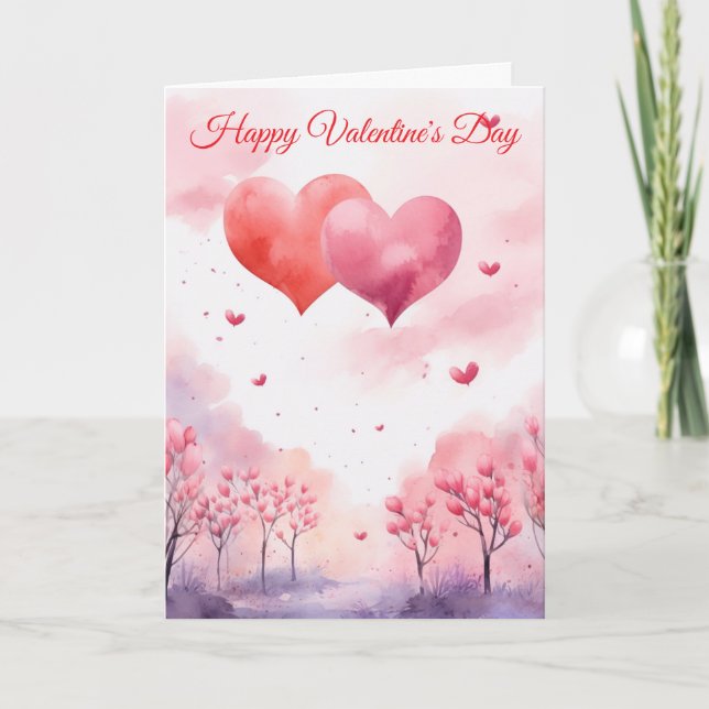 Two Valentine Hearts Holiday Card (Front)