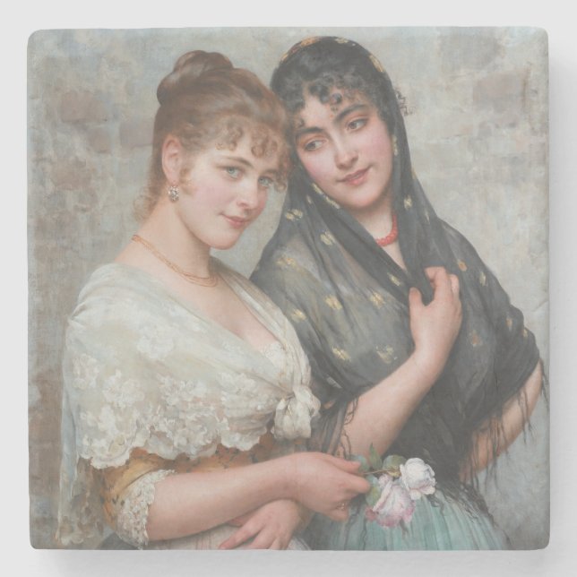 Two Venetian Women (Italian Art) Stone Coaster (Front)