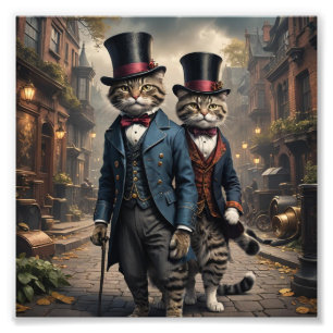 Two Victorian Cats Strolling Through the Streets Photo Print