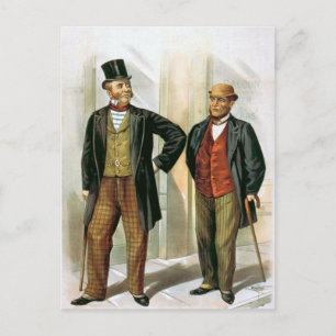 "Two Victorian Gentlemen" Vintage Postcard