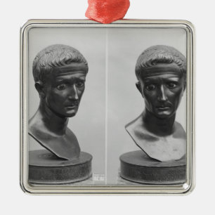 Two views of a bust of Emperor Augustus Metal Tree Decoration