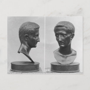 Two views of a bust of Emperor Augustus Postcard