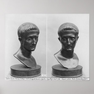 Two views of a bust of Emperor Augustus Poster
