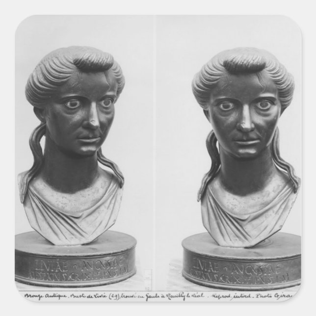 Two views of a bust of Livia Square Sticker (Front)