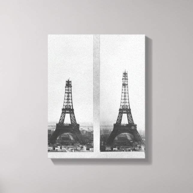 Two views of the construction of the Eiffel Canvas Print (Front)
