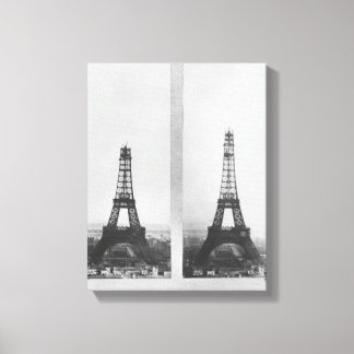 Two views of the construction of the Eiffel Canvas Print