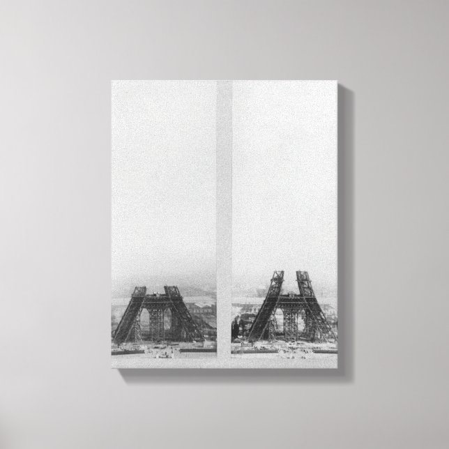 Two views of the construction of the Eiffel Canvas Print (Front)