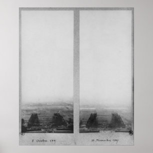 Two views of the construction of the Eiffel Poster