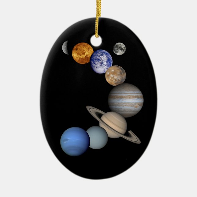 Two Views Of The Solar System Ceramic Tree Decoration (Front)