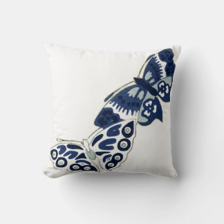 Two Vintage Blue Butterflies Cushion