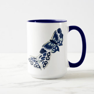 Two Vintage Blue Butterflies Mug