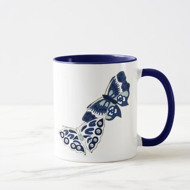 Two Vintage Blue Butterflies Mug (Right)