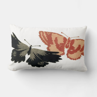 Two Vintage Butterflies Lumbar Cushion