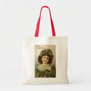 Two Vintage Christmas Young Ladies Cute Tote Bag