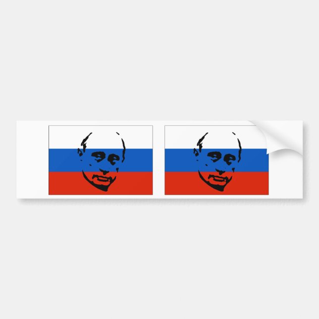 TWO Vladimir Putin/Russian Flag Bumper Sticker (Front)